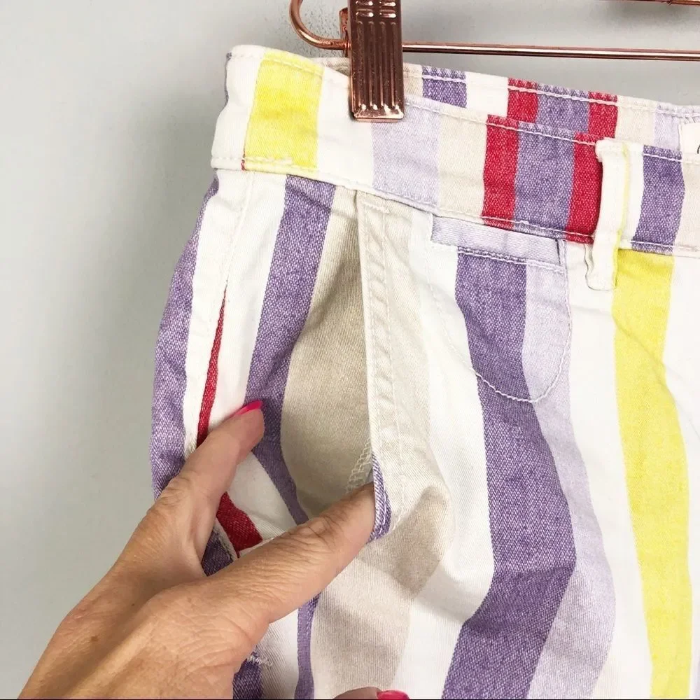 CHINO BY ANTHROPOLOGIE | Striped Multicolor Chino Shorts Women’s Size 27 (4)
